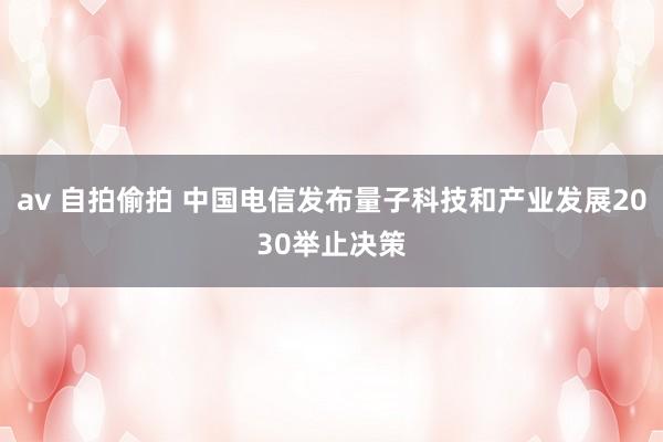 av 自拍偷拍 中国电信发布量子科技和产业发展2030举止决策