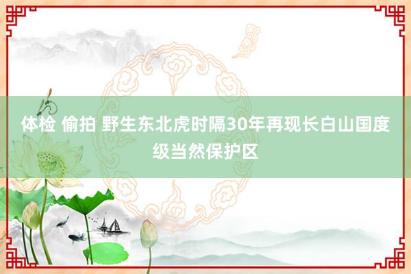体检 偷拍 野生东北虎时隔30年再现长白山国度级当然保护区