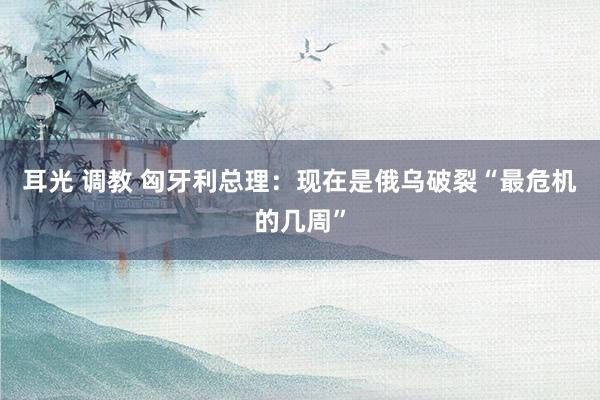 耳光 调教 匈牙利总理：现在是俄乌破裂“最危机的几周”