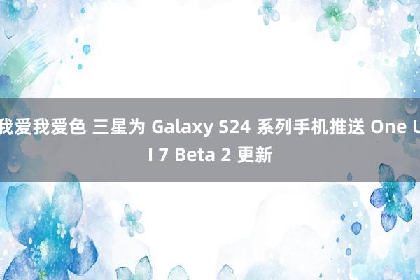 我爱我爱色 三星为 Galaxy S24 系列手机推送 One UI 7 Beta 2 更新