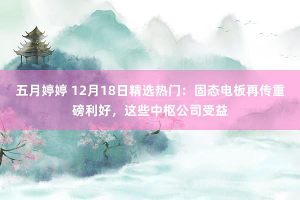 五月婷婷 12月18日精选热门：固态电板再传重磅利好，这些中枢公司受益