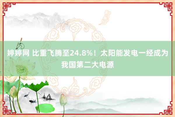 婷婷网 比重飞腾至24.8%！太阳能发电一经成为我国第二大电源