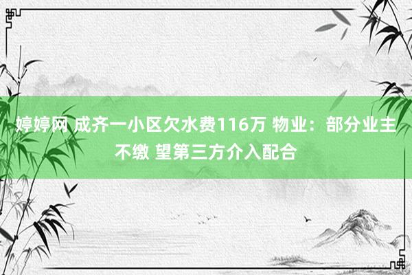 婷婷网 成齐一小区欠水费116万 物业：部分业主不缴 望第三方介入配合
