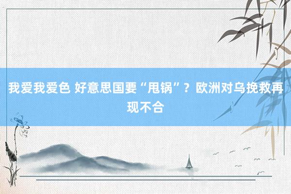 我爱我爱色 好意思国要“甩锅”？欧洲对乌挽救再现不合