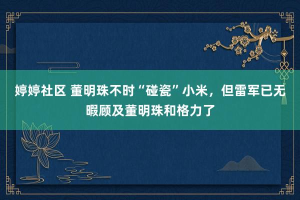 婷婷社区 董明珠不时“碰瓷”小米，但雷军已无暇顾及董明珠和格力了