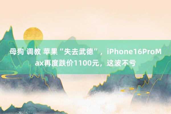 母狗 调教 苹果“失去武德”，iPhone16ProMax再度跌价1100元，这波不亏