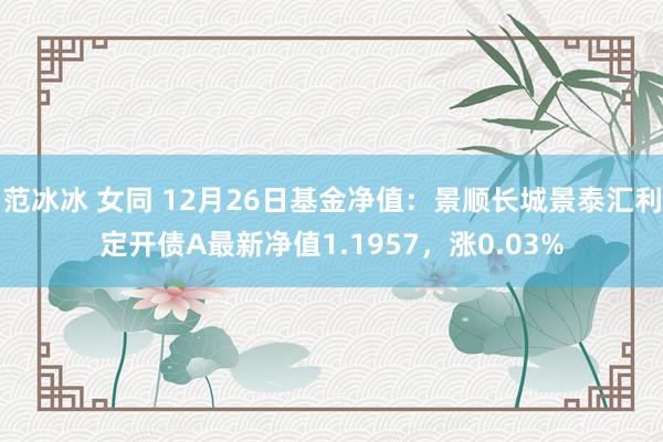 范冰冰 女同 12月26日基金净值：景顺长城景泰汇利定开债A最新净值1.1957，涨0.03%