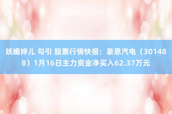 妖媚婷儿 勾引 股票行情快报：豪恩汽电（301488）1月16日主力资金净买入62.37万元