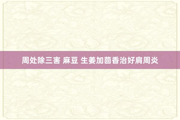 周处除三害 麻豆 生姜加茴香治好肩周炎