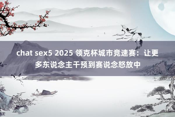 chat sex5 2025 领克杯城市竞速赛：让更多东说念主干预到赛说念怒放中