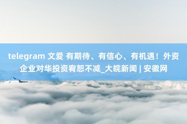 telegram 文爱 有期待、有信心、有机遇！外资企业对华投资宥恕不减_大皖新闻 | 安徽网