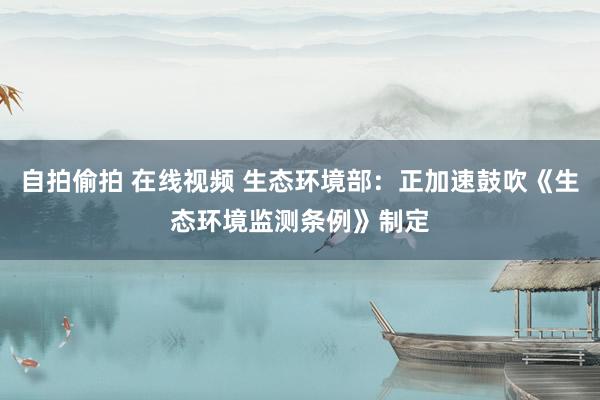 自拍偷拍 在线视频 生态环境部：正加速鼓吹《生态环境监测条例》制定