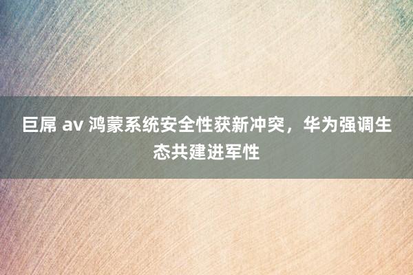 巨屌 av 鸿蒙系统安全性获新冲突，华为强调生态共建进军性