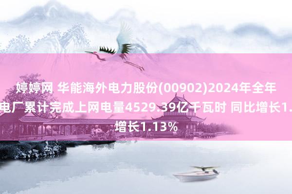 婷婷网 华能海外电力股份(00902)2024年全年境内电厂累计完成上网电量4529.39亿千瓦时 同比增长1.13%