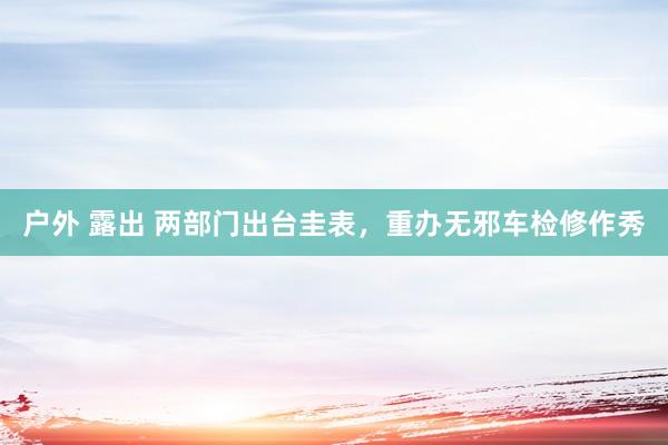户外 露出 两部门出台圭表，重办无邪车检修作秀