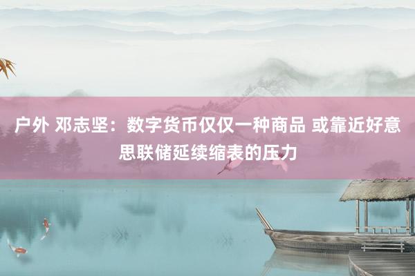户外 邓志坚:数字货币仅仅一种商品 或靠近好意思联储延续缩表的压力