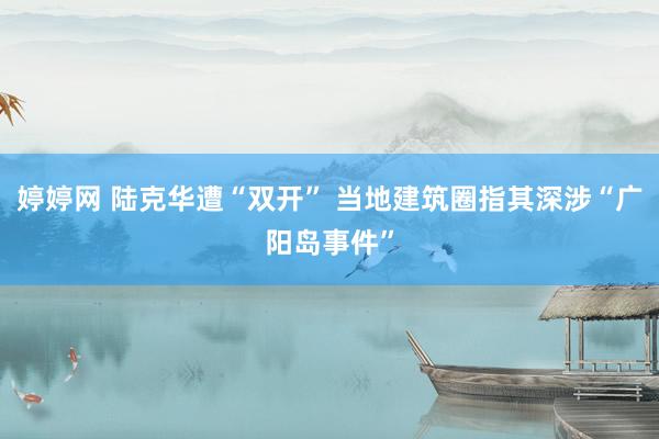 婷婷网 陆克华遭“双开” 当地建筑圈指其深涉“广阳岛事件”