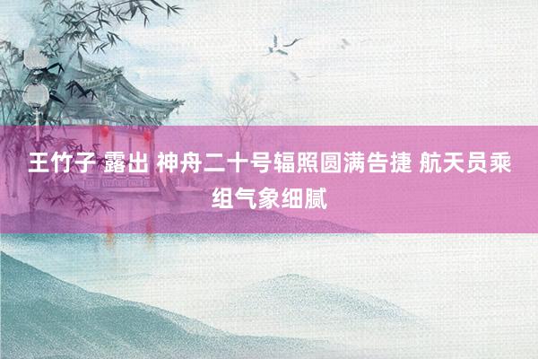 王竹子 露出 神舟二十号辐照圆满告捷 航天员乘组气象细腻