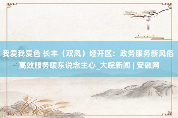我爱我爱色 长丰（双凤）经开区：政务服务新风俗 高效服务暖东说念主心_大皖新闻 | 安徽网